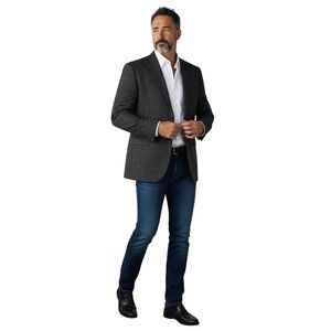 Pronto Uomo Platinum Grey 2-Button Windowpane‎ Wool Suit Jacket Blazer 56L NWT